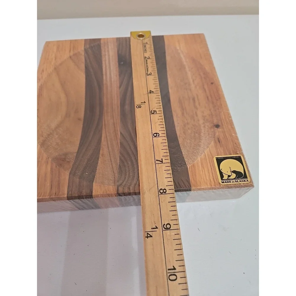 Alaska Ulu Bowl Block 8x8 Herb Prep Chopping Board Maple Walnut Wood USA NEW